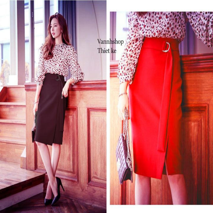 Chân váy công sở 🥻 hàng thiết kế ♥️ chân váy đẹp 🌹 chất liệu vải nhập có độ co giãn tốt MS016 | BigBuy360 - bigbuy360.vn
