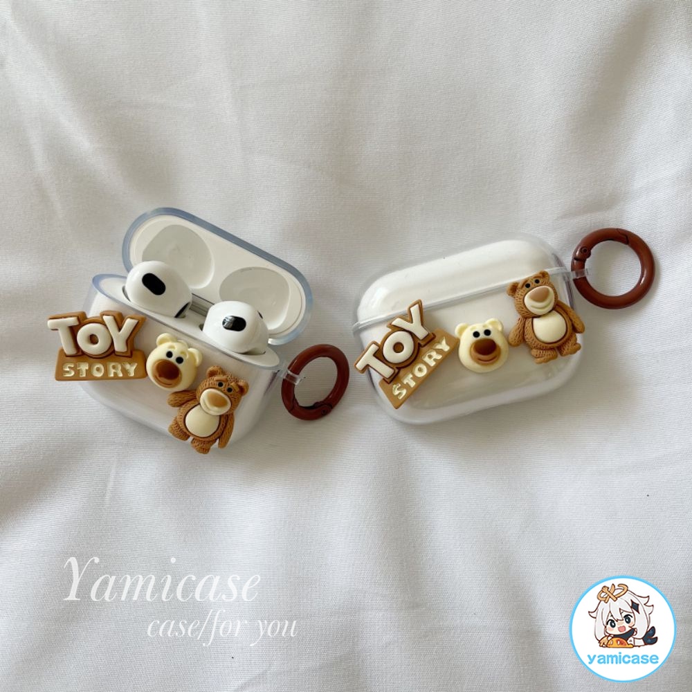 Vỏ Bảo Vệ Hộp Sạc Tai Nghe Airpods 1/2/3/pro Bằng Silicon Cứng Họa Tiết Chú Gấu/ Dâu Tây 3D Dễ Thương