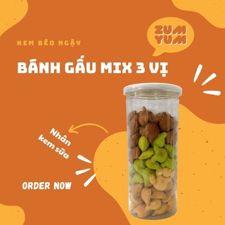 Bánh gấu mix 3 vị nhân kem sữa thơm ngon hộp 420gr - ăn vặt zumyum