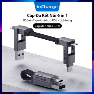 🔥Cáp Đa Năng inCharge 6 in 1, Chuyền Dữ Liệu & Sạc Nhanh, Siêu Bền Chuẩn Quân Đội, 1 Sợi Cáp Cho Mọi Thiết Bị