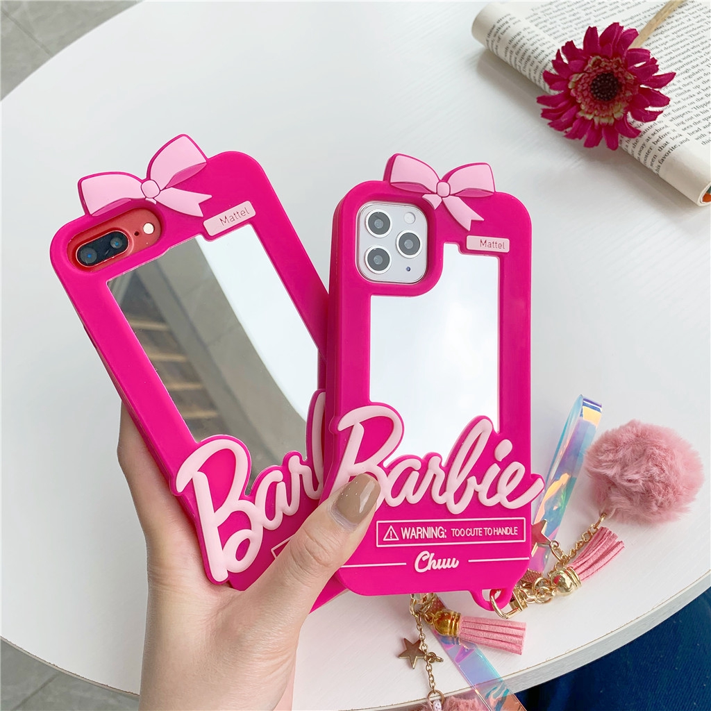 Hoạt Hình Ốp Điện Thoại Silicone Mặt Gương In Hình Barbie Cho Apple Iphone11 / 12pro Mimi Xr Xs Max I6 / 7 / 8plus