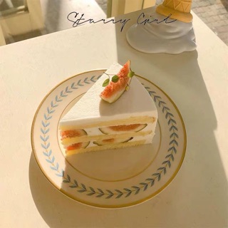 Đĩa sứ trang trí đồ ăn viền lá