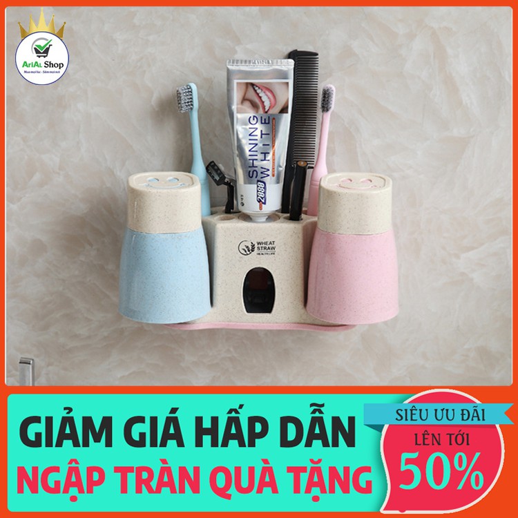 [ GIẢM SỐC ] Bộ Giá Đỡ Bàn Chải Và Kệ Để Đồ Nhà Tắm Cao Cấp WHEAT STRAW - Sang trọng, Tiện dụng