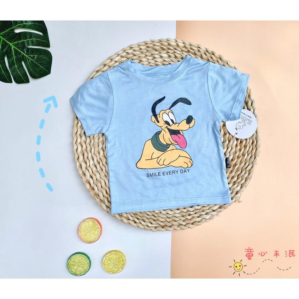 Áo Cộc Tay Cho Bé Trai, Bé Gái K.WOO Vải Thun Lạnh Họa Tiết Kute Xuất Hàn, Áo Thun Cho Bé Minky Mom AT01