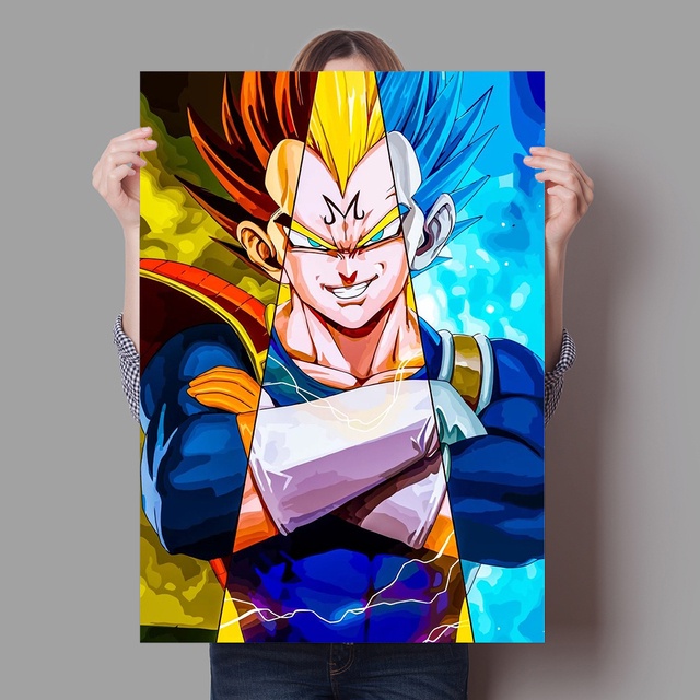 Tranh Vải Bạt Treo Tường Vẽ Tay Hình Dragon Ball Super Saiyan Nhật Bản Trang Trí Nhà Cửa