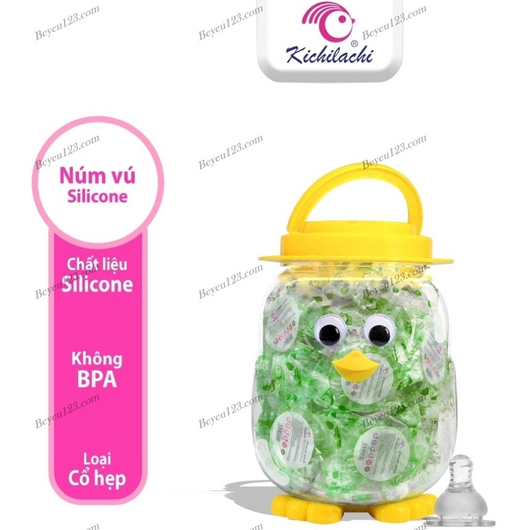 1 Núm ti Silicone mềm Cổ hẹp Kichilachi - Phụ kiện cho bình sữa Tiêu chuẩn Kichi / GB Baby