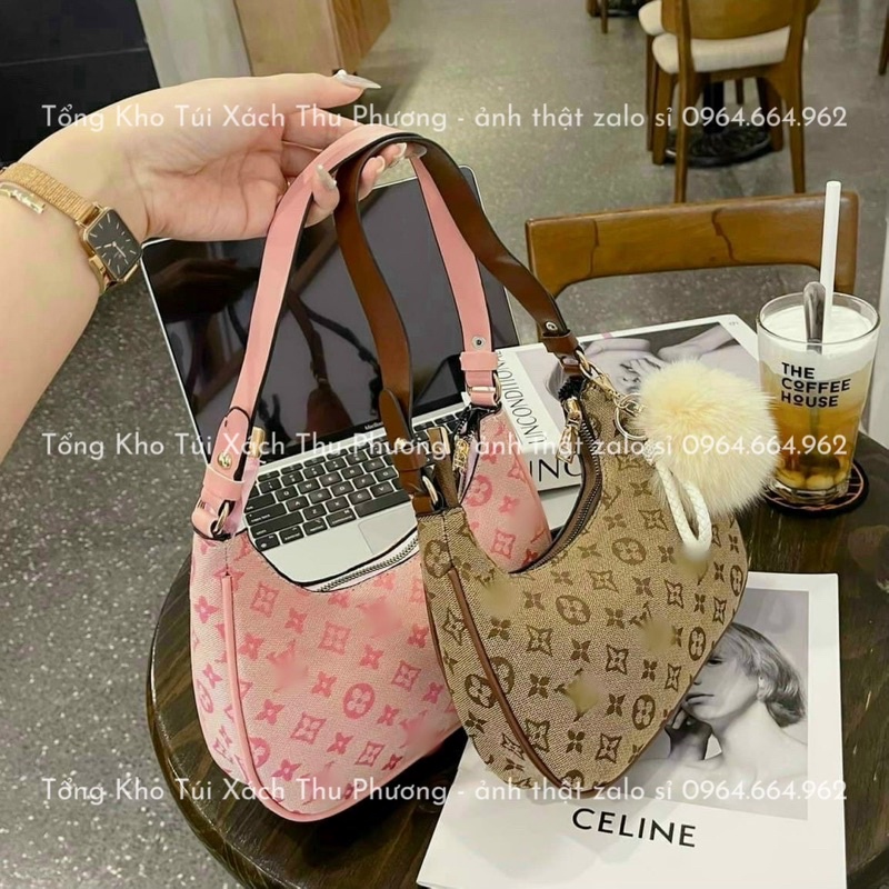 Túi kẹp nách, túi đeo vai nữ họa tiết L.V cá tính đi làm, đi chơi siêu sang chảnh - không kèm bông (ảnh thật)