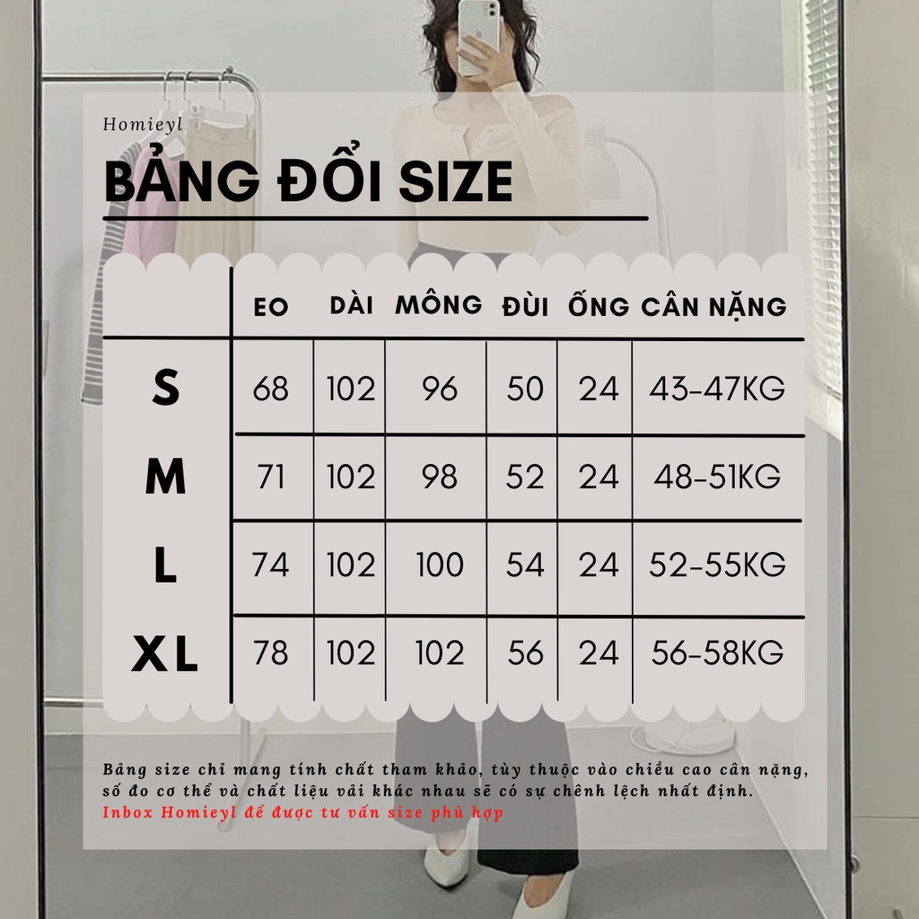 Quần ống loe cạp cao Homieyl cao cấp, quần ống rộng nữ lưng cao dáng suông đen chất vải trượt thái đẹp đi làm đi chơi