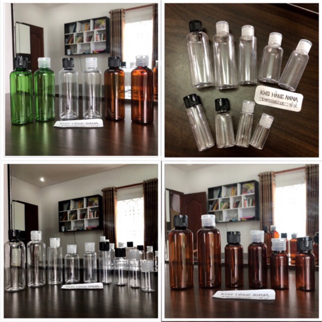 [ Chai lọ nhựa nắp bật ]  10 CHAI pet nhựa trong suốt 100ml / 70ml / 50ml / 30ml / 20ml/ 10ml nắp bật nhấn chiết mỹ phẩm