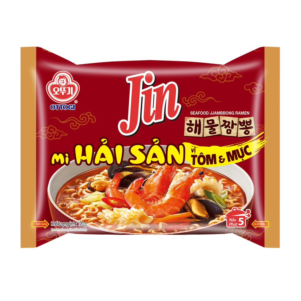 Mì Jin hải sản vị tôm & mực Ottogi 120g x 6 Gói Đặc sản 3 miền Amaxi | BigBuy360 - bigbuy360.vn