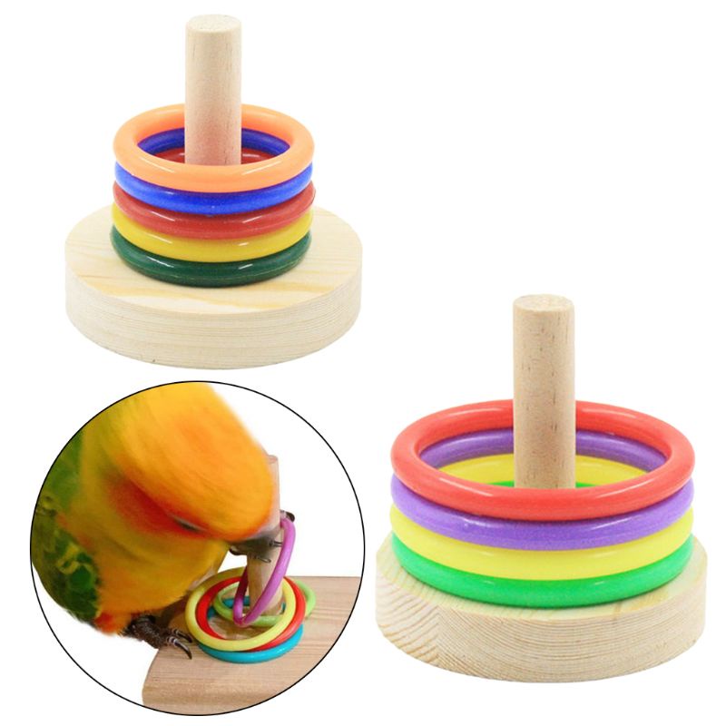 Đồ Chơi Đế Gỗ Xếp Hình Kích Thích Trí Thông Minh Cho Vẹt