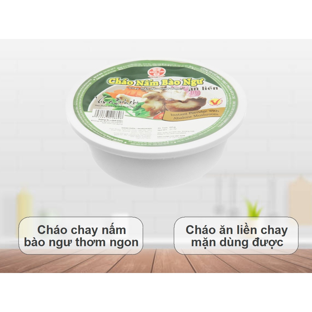 Thùng 12 tô Cháo chay nấm bào ngư Bích Chi tô 60g