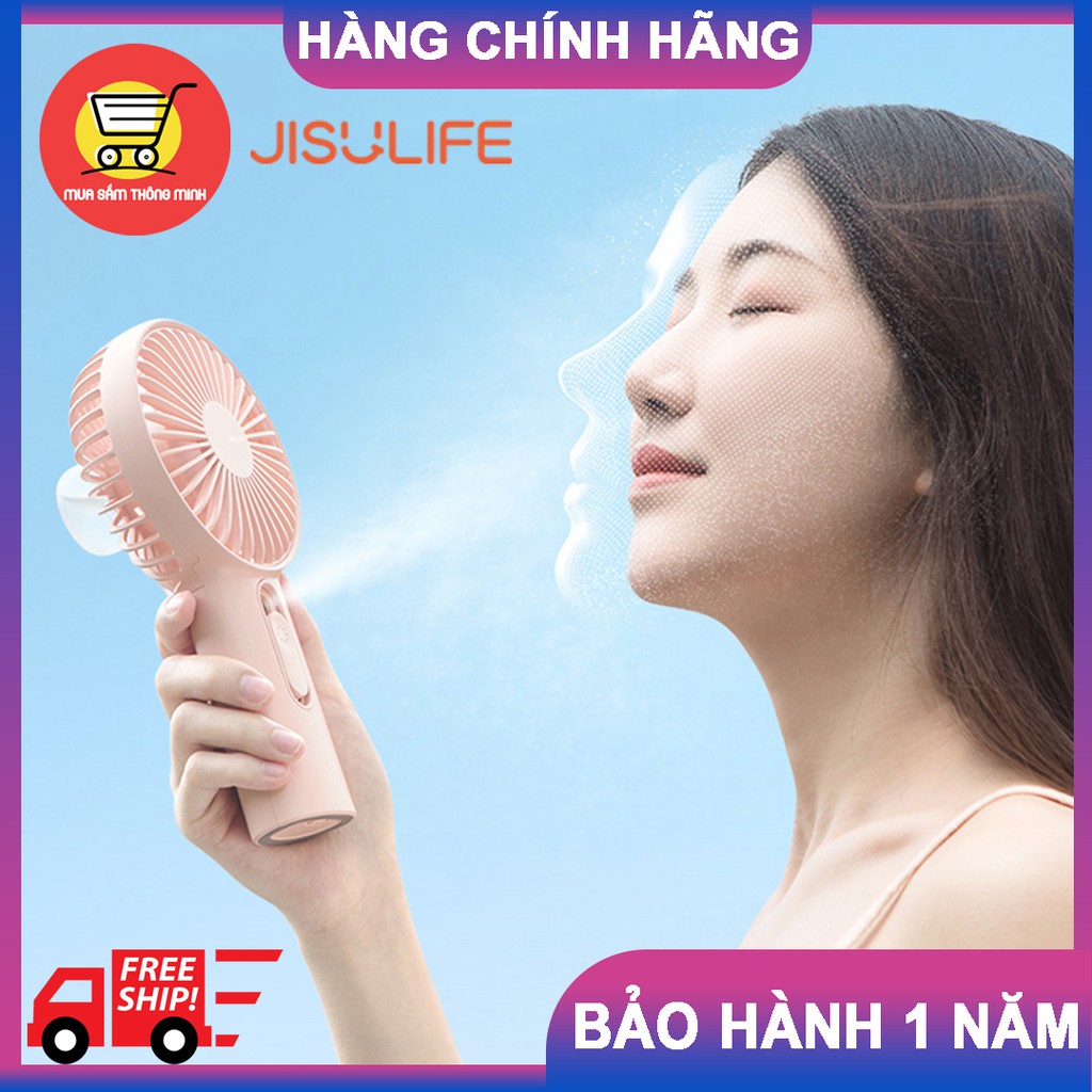 Quạt phun sương mini cầm tay tích điện Jisulife F9, tạo độ ẩm, làm mát cơ thể, pin trâu dùng liên tục 20h