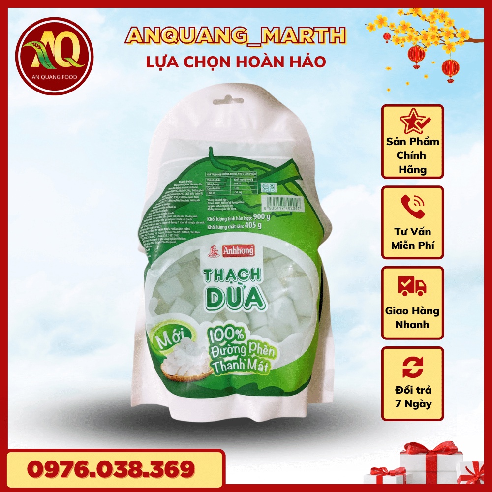 Thạch dừa  ANQUANG_MARTH,thạch túi Ánh Hồng gói 400gr và 900gr-Hàng chất lượng