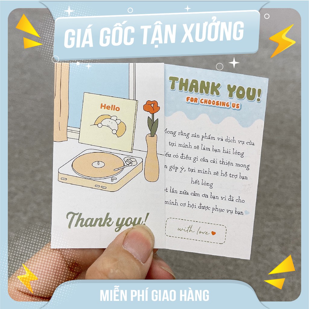 Card cám ơn dễ thương kute, Phiếu cám ơn giá rẻ, Thank you card đẹp MS: 009