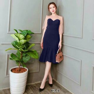 Đầm big size phối lưới tay
