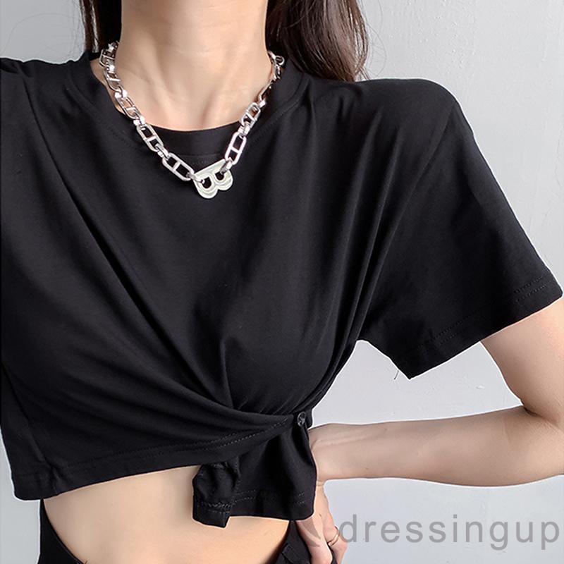 Áo Thun Tay Ngắn Cổ Tròn Dáng Ôm Màu Sắc Đơn Giản Dành Cho Nữ