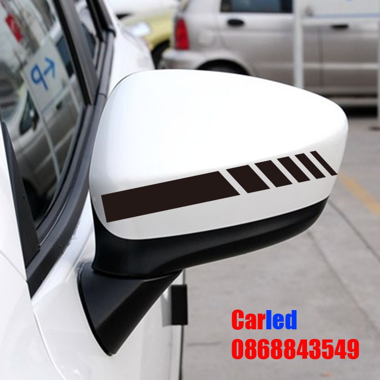 bộ 2 tem decal dán gương chiếu hậu thể thao xe ô tô