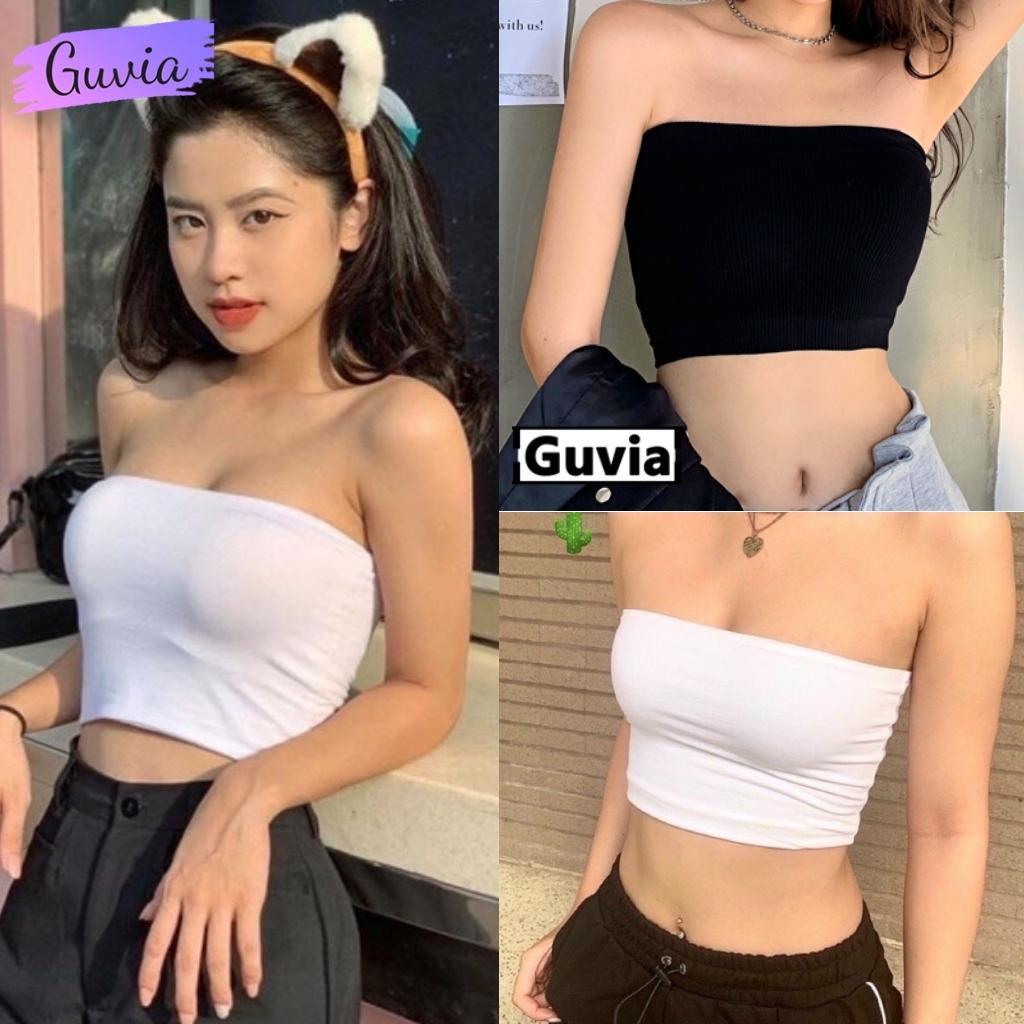 Áo ỐNG trơn không dây basic nữ, Áo kiểu thun cotton co giãn không mút ngực GUVIA