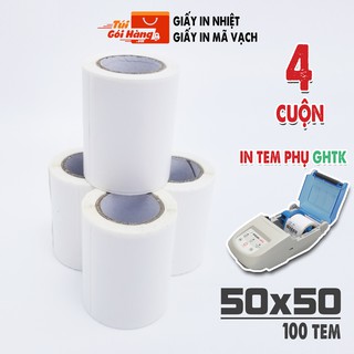 Giấy In Nhiệt 50x50mm Dạng Cuộn 100 Tem In Tem Phụ GHTK, In Mã Vận Đơn