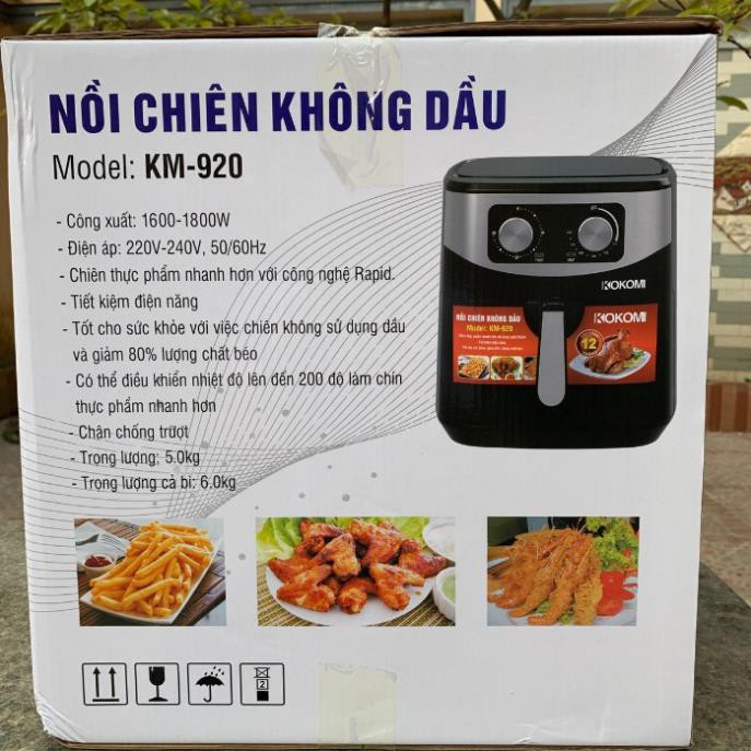 Nồi Chiên Không Dầu KOKOMI KM-920 Dung Tích Lớn (9.2L) Kiểu Dáng Sang Trọng - Công Nghệ Chiên Chân Không - BH 12 Tháng