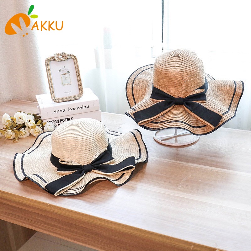 Nón Cói Đi Biển Chống Nắng Đính Nơ Xinh Xắn Cho Bé Gái