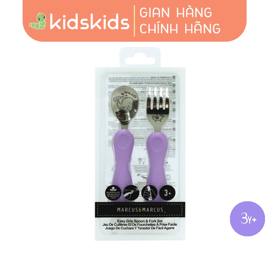 Bộ thìa nĩa ăn dặm cho bé Easy Grip Marcus & Marcus, từ 3 tuổi - Willo