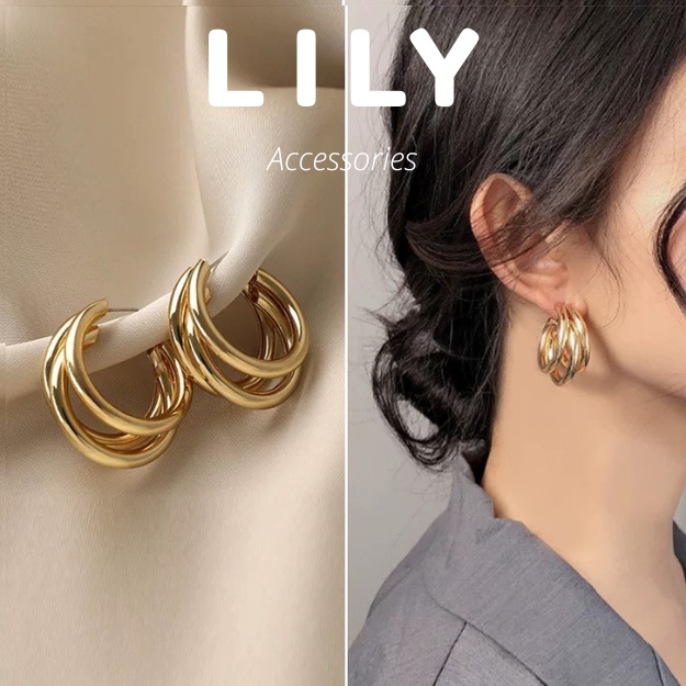 Bông Tai Nữ Dáng Khuyên Tròn Sành Điệu Mạ Bạc 925 LILY STORE V1.48