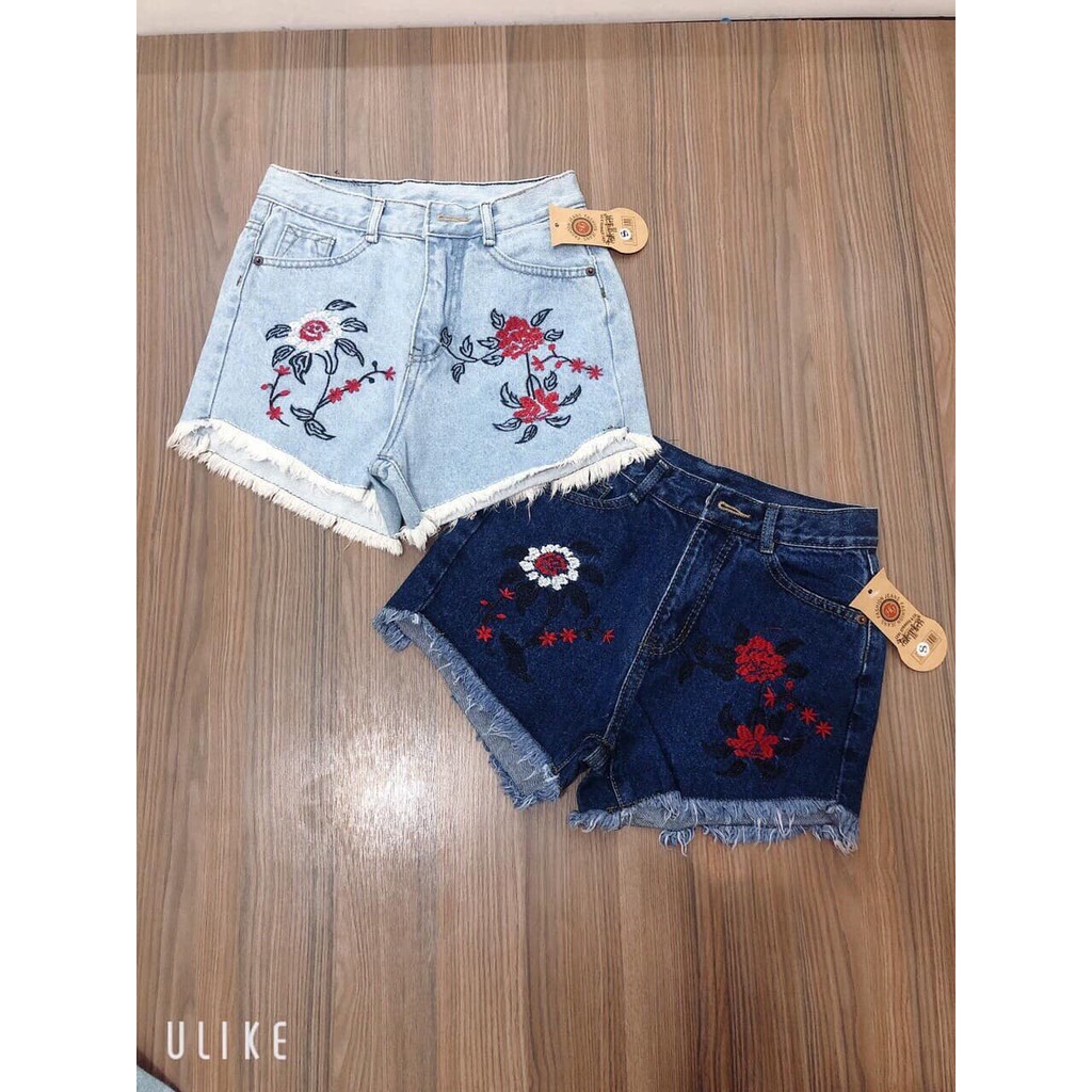 QUẦN SHORT JEAN NỮ THÊU HOA