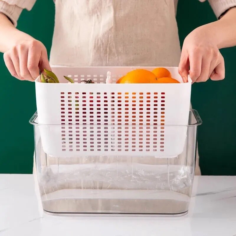 set 2 Hộp 4.5L đựng thực phẩm tủ lạnh, hộp bảo quản rau củ quả tươi tủ lạnh có lỗ thoát khí, Hộp đựng rau quả tủ lạnh | BigBuy360 - bigbuy360.vn