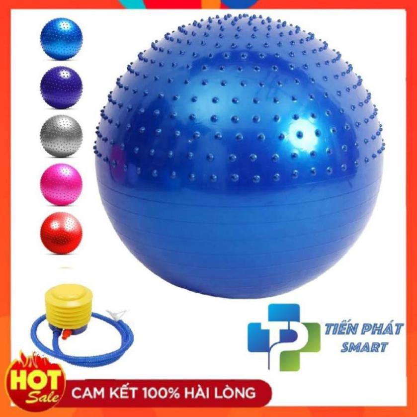 [HOT SALE]  Bóng tập Yoga Nửa Gai + Nửa Trơn 65cm Thế hệ mới nhất – Tặng kèm bơm bóng(Bảo Hành 12 Tháng)-Màu xanh Lá