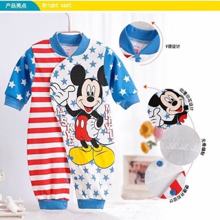 Bộ bé trai body micky xanh