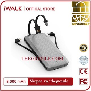 Pin sạc dự phòng iwalk 8000mah ubt 8000x - tích hợp sẵn cáp microusb, type-c, lightning