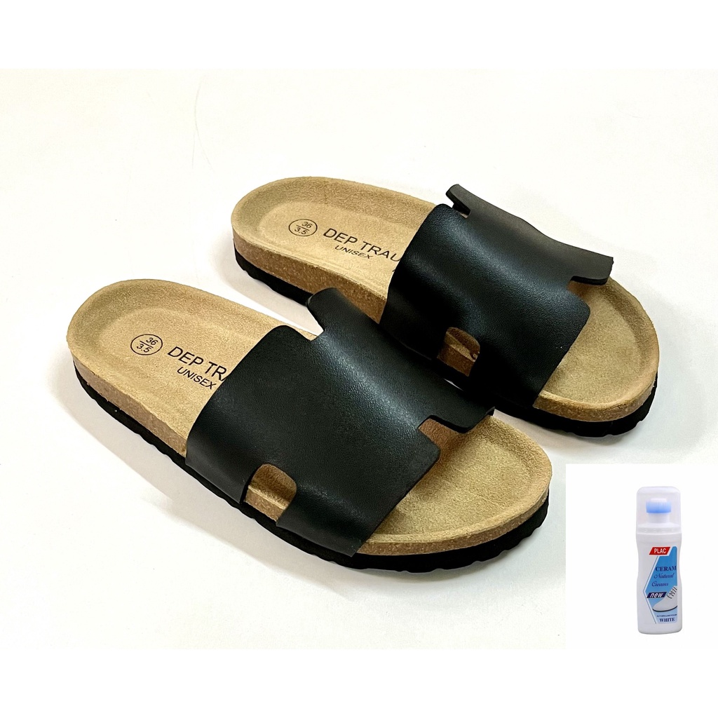 Dép Đế Trấu Quai Chữ H / Màu Đen / Nam Nữ - Chuẩn Châu Âu - DTT0006