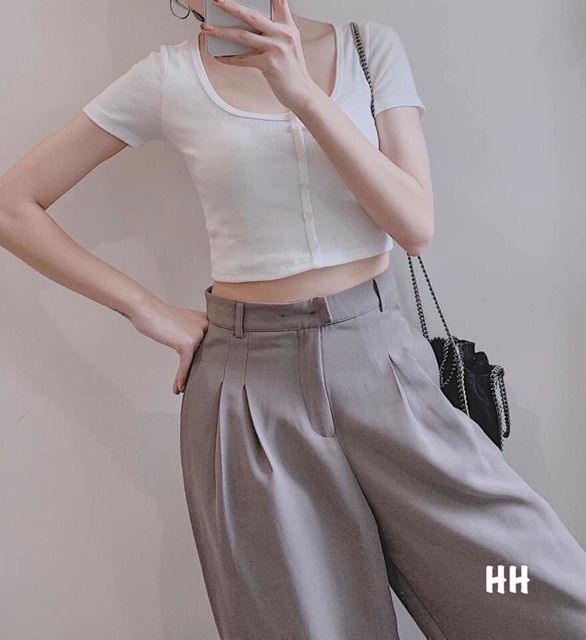 Áo Croptop Nút Gài Body Tôn Dáng Tuyết's House | BigBuy360 - bigbuy360.vn