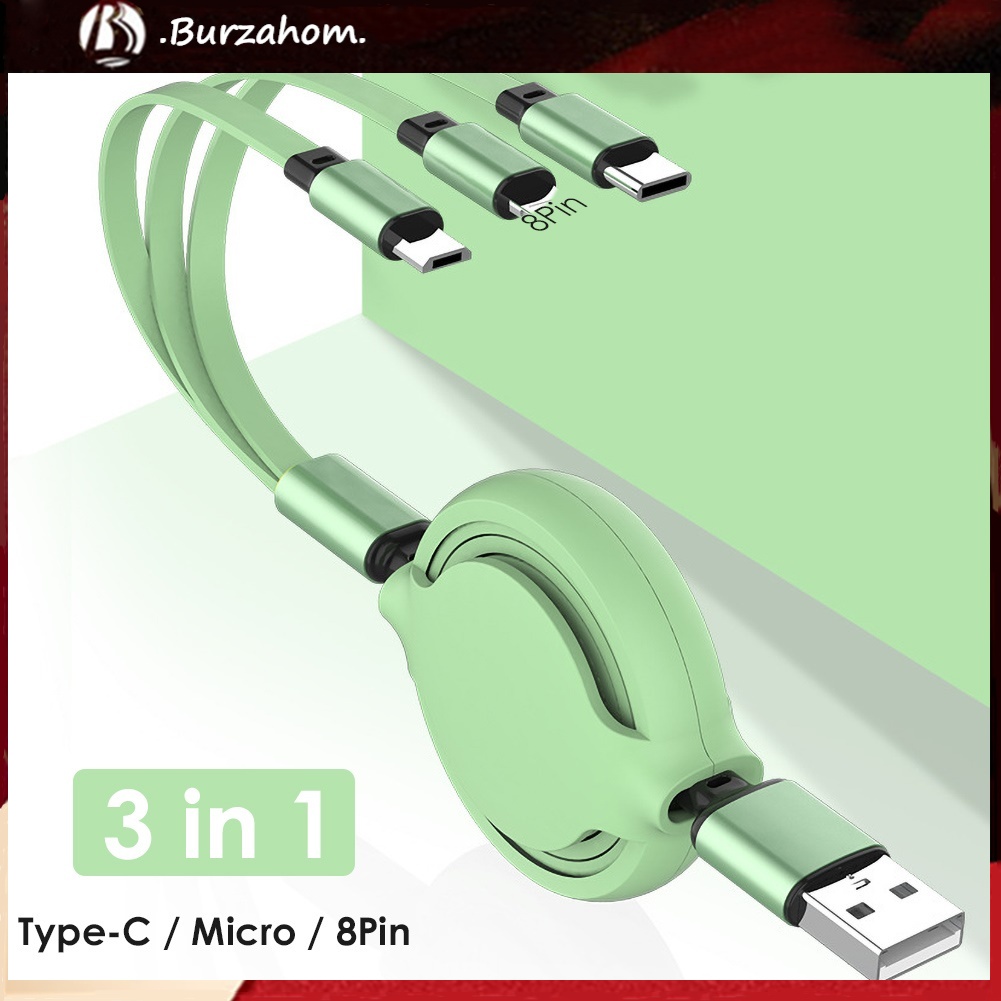 Dây Cáp Sạc Nhanh Và Truyền Dữ Liệu Micro Usb Loại C 8pin 3a 3 Trong 1 Tiện Dụng