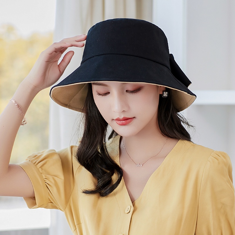 Nón Vành Chống Tia Uv Đính Nơ Phong Cách Hàn Quốc Cho Nữ