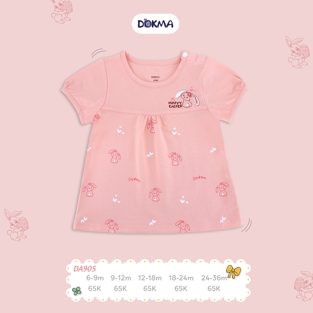 DA905 Áo cộc tay bé gái cotton Dokma (9-36M)