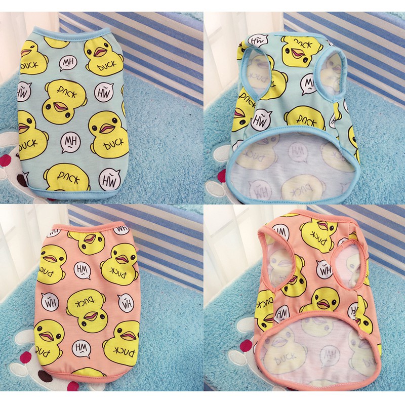 Áo thun in hình vịt vàng hoạt hình dễ thương cho thú cưng