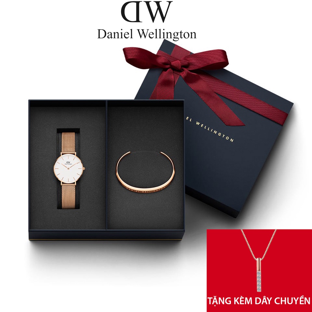 Đồng hồ nữ Daniel Wellington Classic Petite Pressed Ashfield 32mm & 28mm & Vòng tay DW Classic Cuff tặng kèm Nhẫn DW