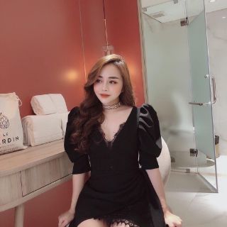 Đầm cườm eo phối ren