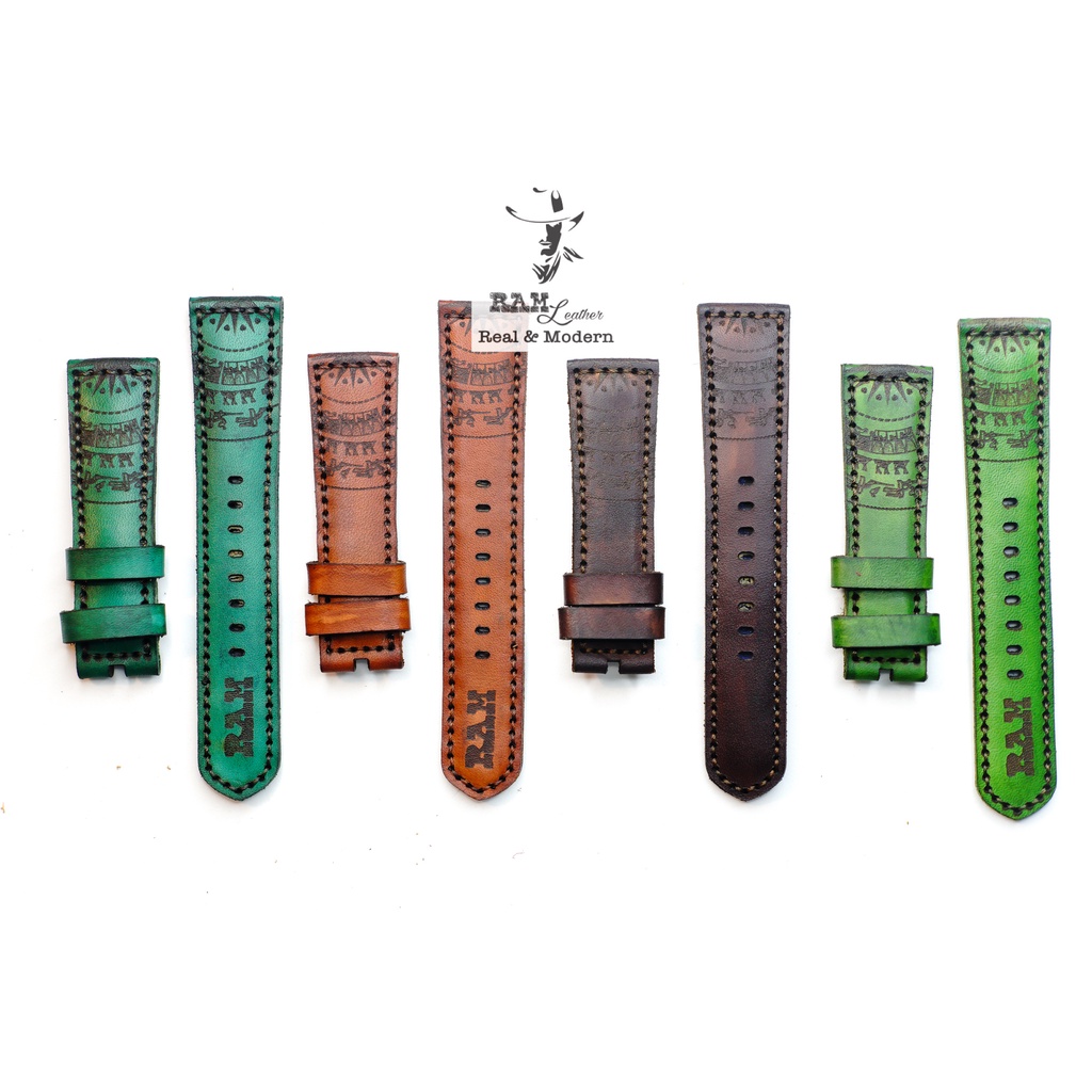 Dây đồng hồ Apple Watch , Iwatch , Iphone Watch Da Bò Italia Vegtan  Xanh Lục Trống Đồng Việt Nam RAM Leather  Bền Đẹp