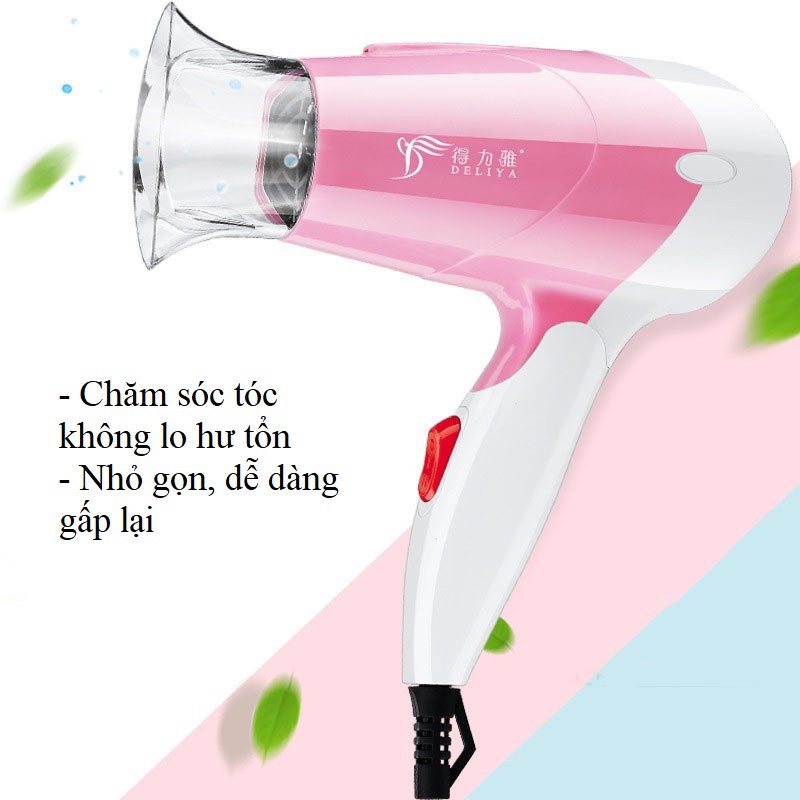 [ MUA NHIỀU GIẢM GIÁ ] Máy sấy tóc mini DELIYA gấp gọn công suất lớn 1250W DLY-513 không lo hư tổn