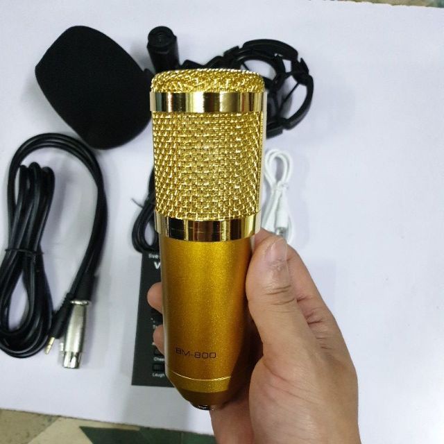 combo míc hát livestream thu âm karaoke online micro BM800 +sound card v8