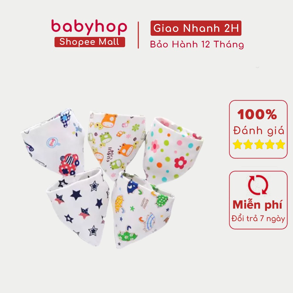 1 chiếc khăn yếm xô hình tam giác được làm từ vải cotton 2 chiều mềm mại