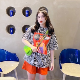 Set Đùi Áo Vằn Quần Cam 🍑