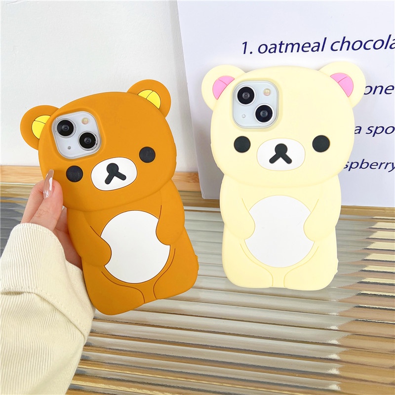 Hoạt Hình Ốp Điện Thoại Silicon Hình rilakkuma Có Dây Đeo Cho iphone 14 13 12 11 pro max x xs max xr 6 6s 7 8 + plus