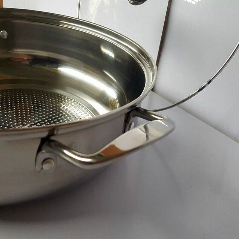 Nồi Lẩu Inox Cao Cấp Không Gỉ Chống Sát Dính Mặt Nồi Thiết Kế Vảy Cá Nắp Nồi Bằng Kính Sang Trọng Angola_shop