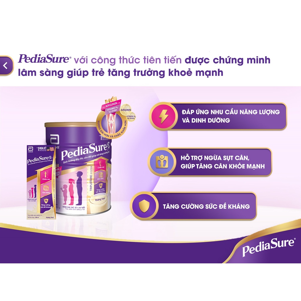 Sữa Bột Pediasure 400g Hương Vani Giúp Bé Tăng Cân nặng, Chiều Cao, Sức Đề Kháng BEE BEE MART