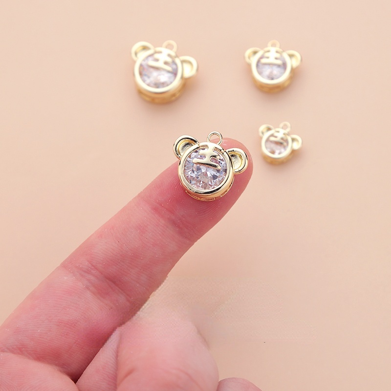 Mặt dây chuyền hình tròn mạ vàng 14K họa tiết mặt hổ nhỏ dễ thương diy